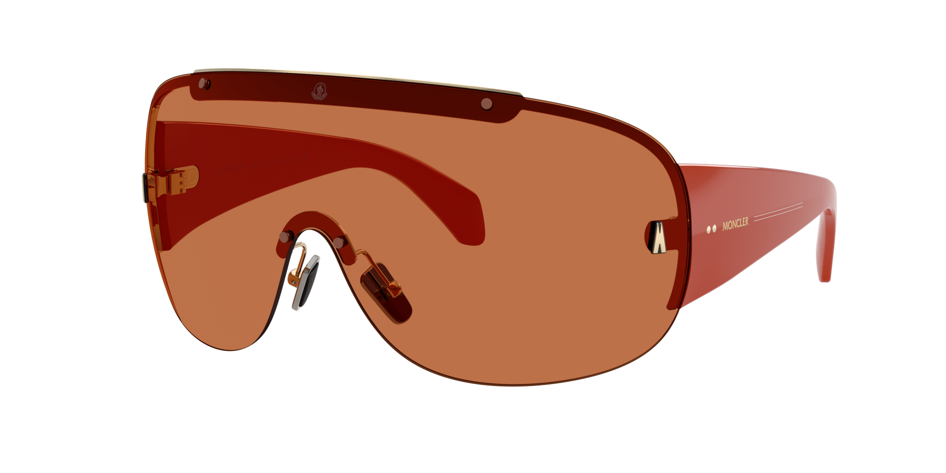 Moncler Unisex Sunglass ME4012 Rizon -  Frame color: Shiny Pale Gold, Lens color: Dark Grey Solid
