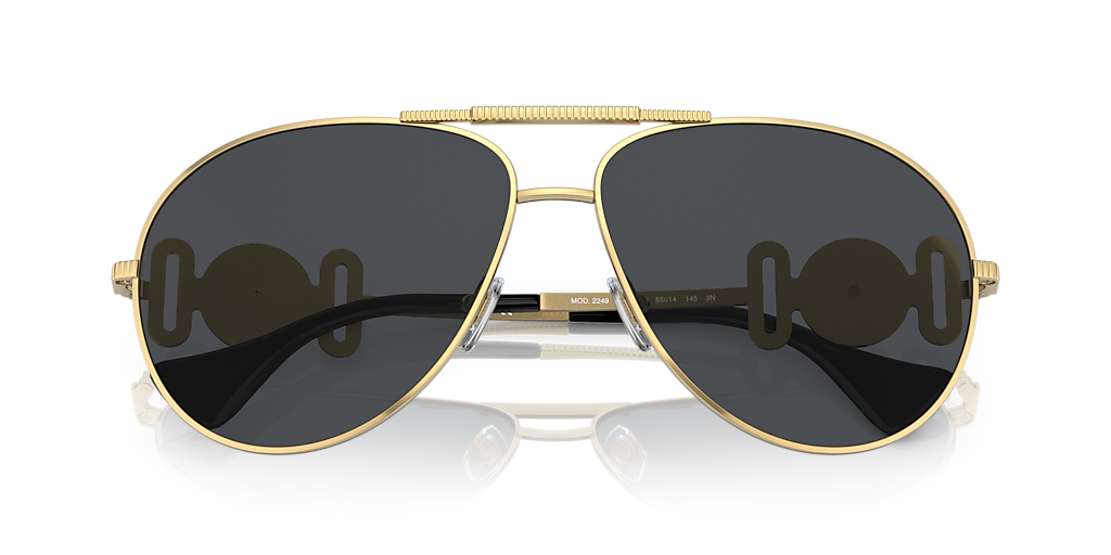 VERSACE VE2249 Gold - Unisex Luxury Sunglasses, Dark Grey Lens