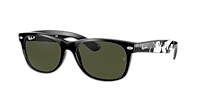 RAY-BAN RB2132 New Wayfarer Mickey S20 Black - Sunglasses, G-15 Green Lens