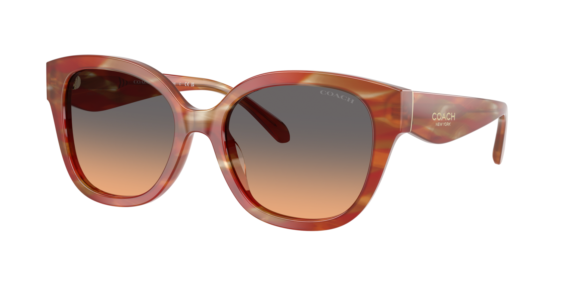 Coach Woman Sunglass HC8438U CBY94 - Frame color: Striated Chestnut, Lens color: Smokey Peach Gradient