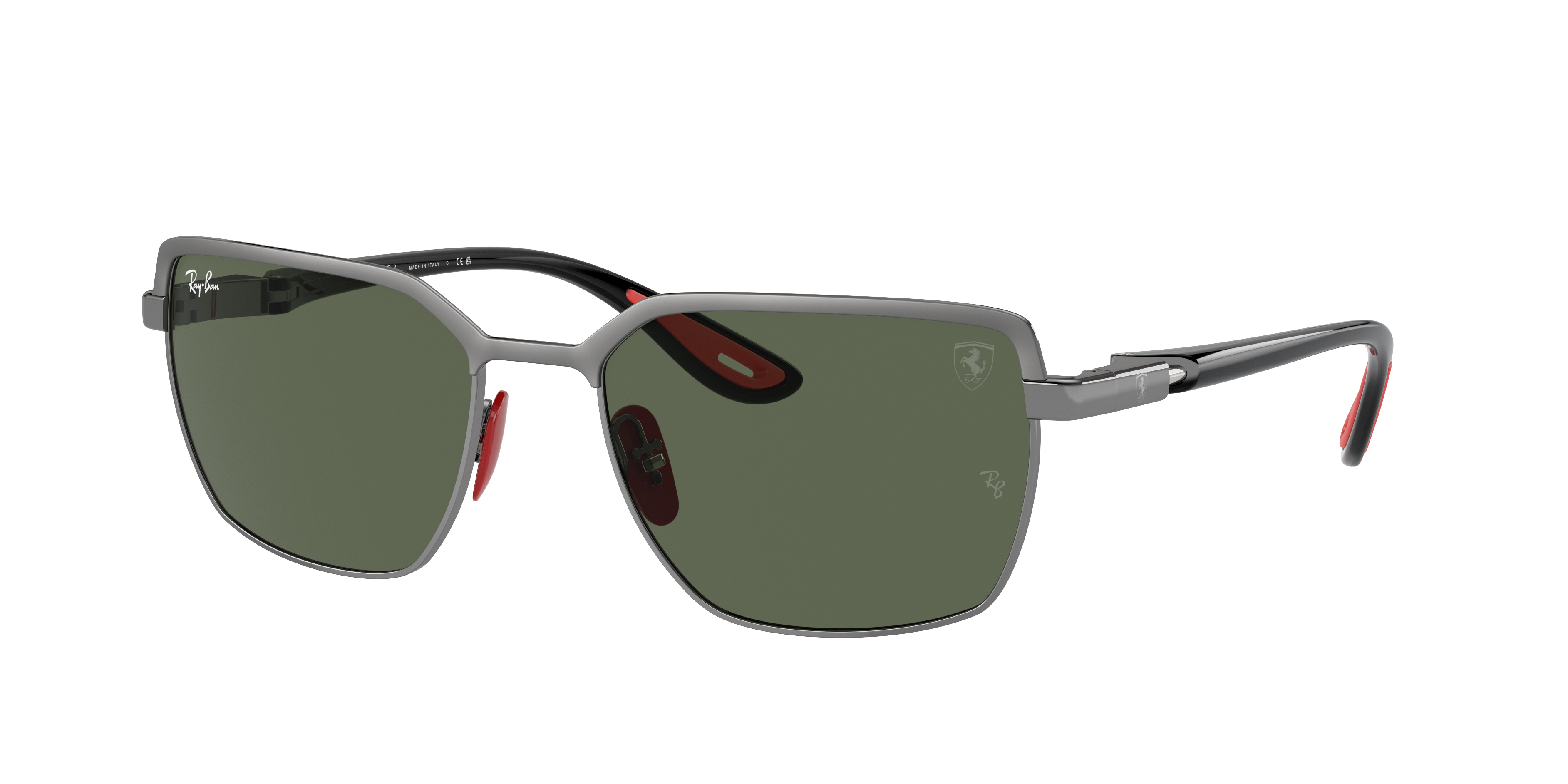 Ray-Ban Unisex Dunkelgrün Sunglass Rb3743m Scuderia Ferrari Collection - Rahmenfarbe: Gunmetal Auf Gunmetal, Linsenfarbe:
