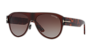 TOM FORD Lyle-02 Brown Shiny - Unisex Luxury Sunglasses, Burgundy Lens