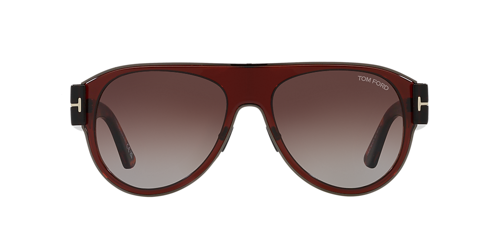 TOM FORD Lyle-02 Brown Shiny - Unisex Luxury Sunglasses, Burgundy Lens