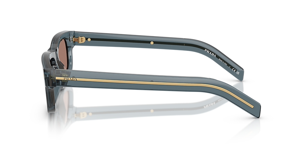 PRADA PR B11SF Transparent Ocean - Man Luxury Sunglasses, Brown Mirror Internal Grey Lens