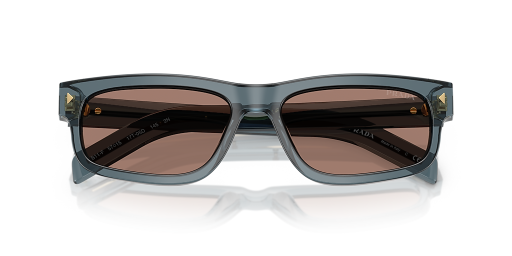 PRADA PR B11SF Transparent Ocean - Man Luxury Sunglasses, Brown Mirror Internal Grey Lens