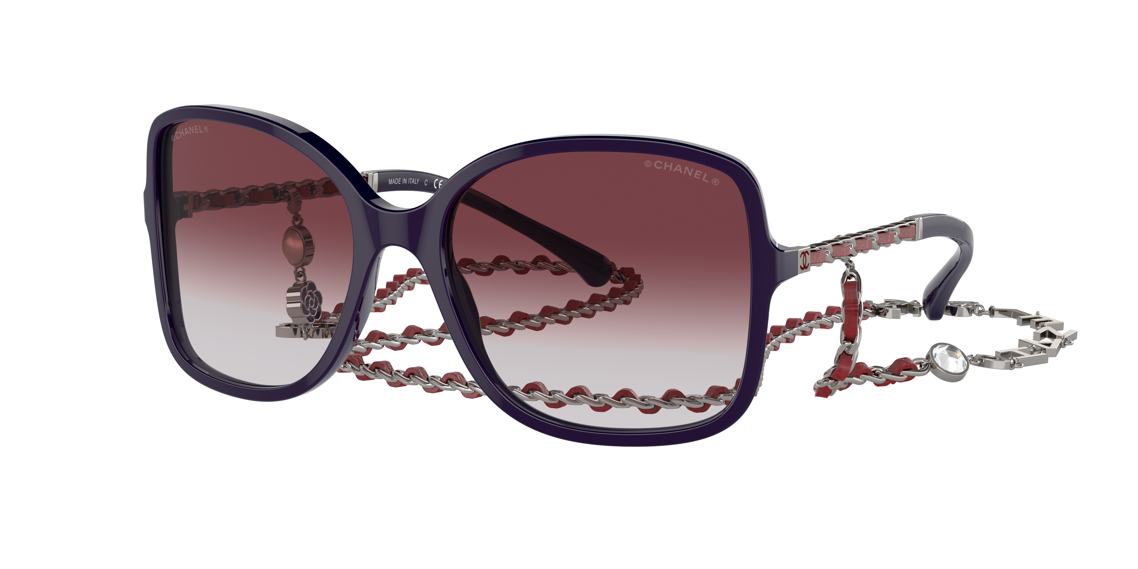 Chanel Woman Sunglass Square Sunglasses CH5210QA -  Frame color: Purple, Lens color: Purple