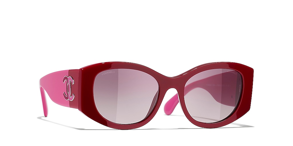 Chanel Oval Sunglasses CH5524 M (53 19) with Grey lenses and Red