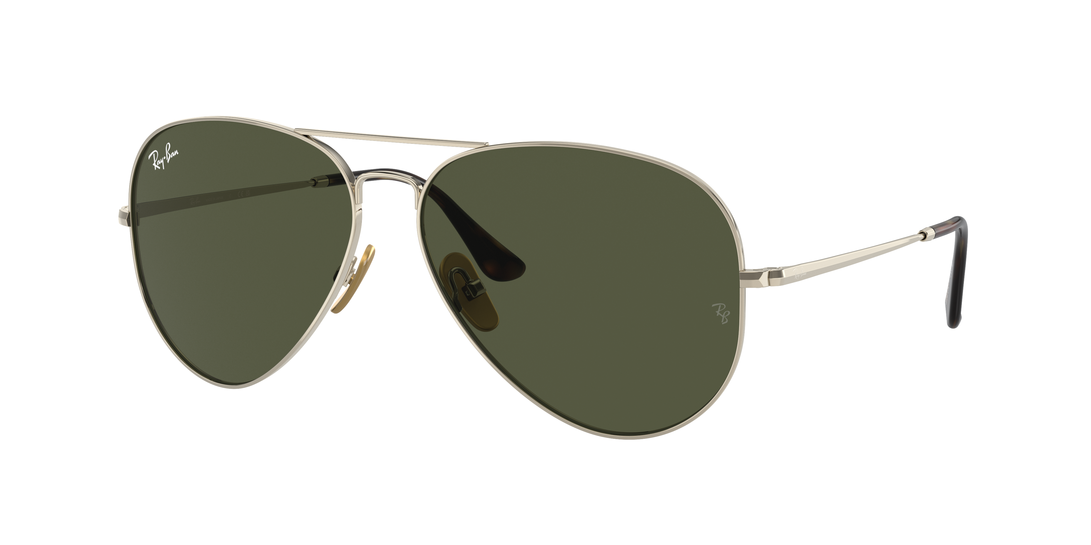 Ray-Ban Unisex Sunglass Aviator Titanium -  Frame color: Arista Gold, Lens color: Green