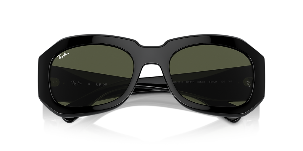Ray-Ban Black RB2212 Beate BEATE Sunglasses in Black and Green - RB2212 | Ray-Ban® US main image 4