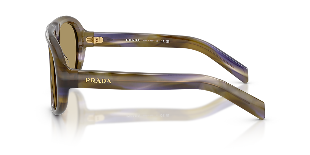 PRADA PR C05S Striped Laguna - Women Luxury Sunglasses, Green Olive Lens