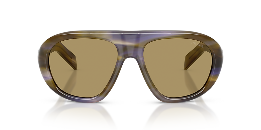 PRADA PR C05S Striped Laguna - Women Luxury Sunglasses, Green Olive Lens