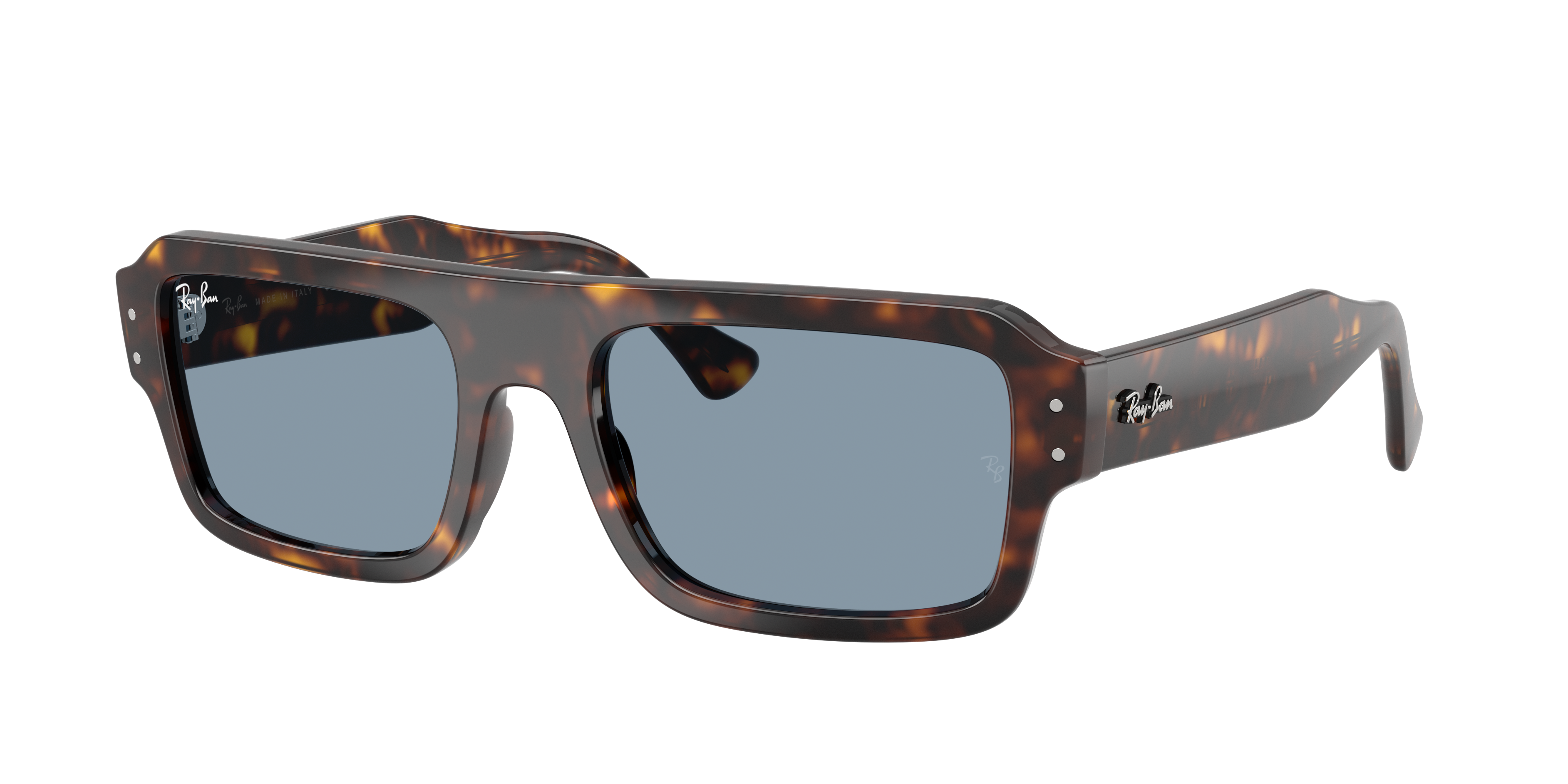Ray-Ban Unisex Sunglass Flacko Bio-Based -  Frame color: Havana, Lens color: Blue