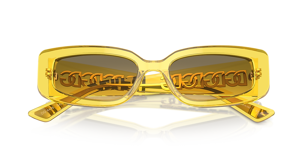 DOLCE&GABBANA DG4445 Transparent Yellow - Women Luxury Sunglasses, Yellow Gradient Grey Lens