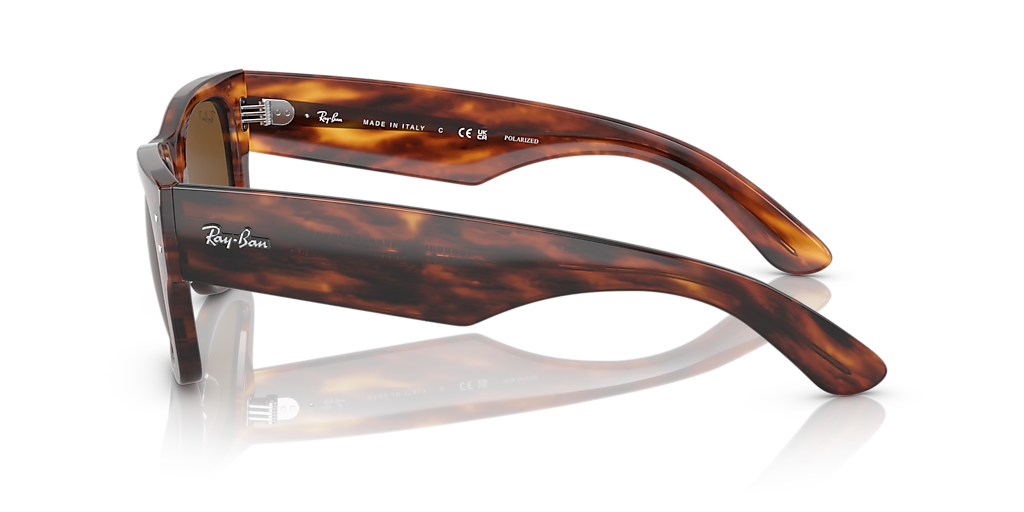 RAY-BAN RB0840S Mega Wayfarer Striped Havana - Sunglasses, Brown Lens