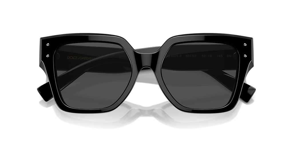 DOLCE&GABBANA DG4471F Black - Women Luxury Sunglasses, Dark Grey Lens