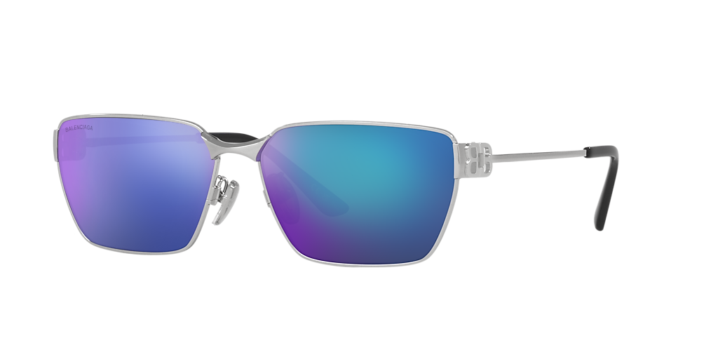 サングラス BALENCIAGA Balenciaga - BB0374SK-003 - SILVER-SILVER-VIOLET Balenciaga BB0374SK XXL (63 - 15) with Violet lenses and