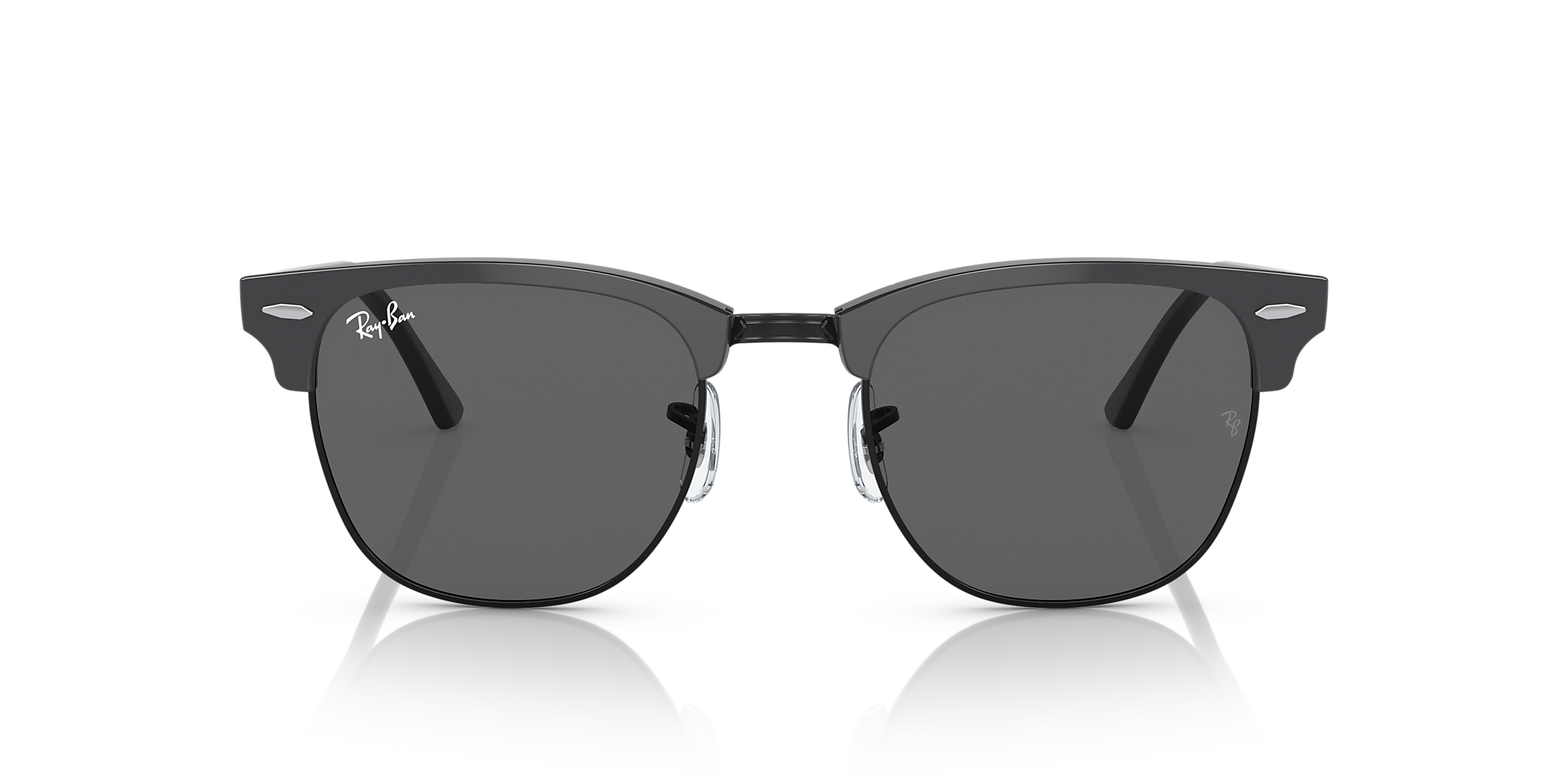 RAY-BAN RB3016 Clubmaster Classic Grey On Black - Sunglasses, Dark Grey Lens