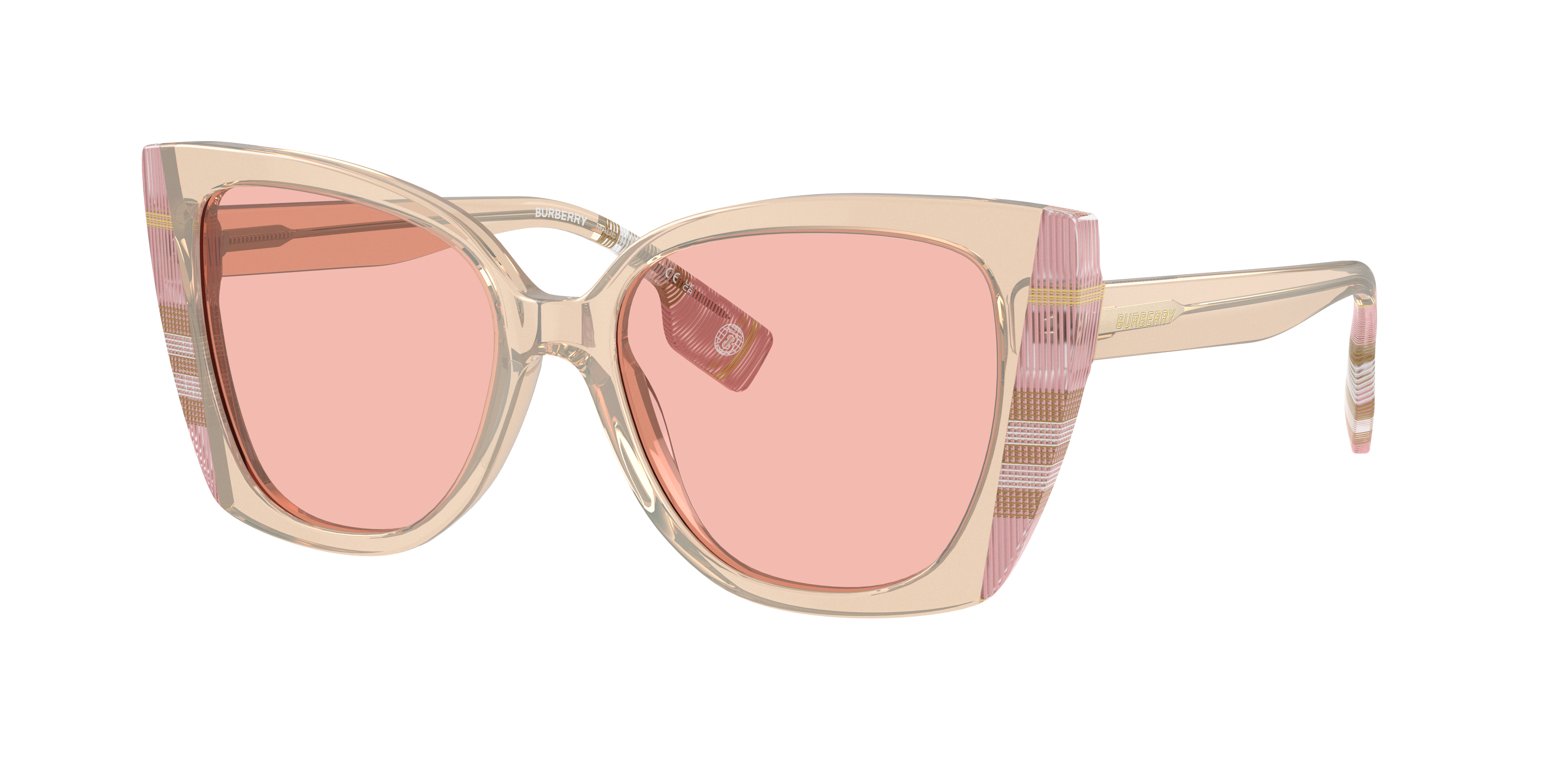 BURBERRY キャットアイサングラス ピンクレンズ Burberry Debbie BE4373U 3919/5 Sunglasses Women's Red/Pink