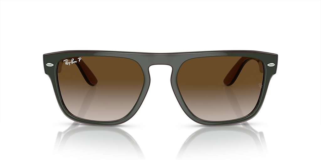 RAY-BAN RB4407 Green & Dark Grey & Transparent Brown - Unisex Sunglasses, Brown Lens
