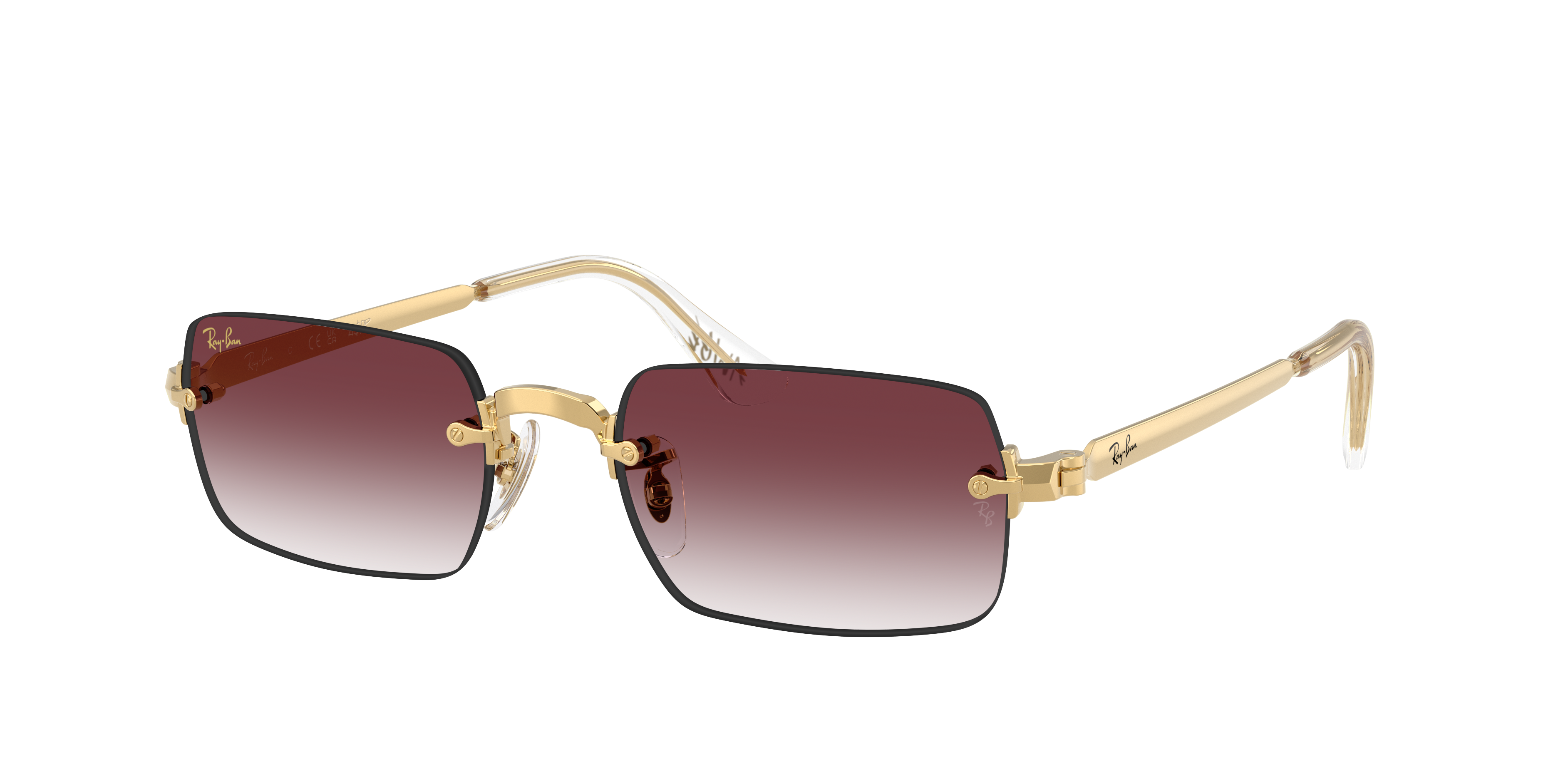 Ray-Ban Unisex Sunglass RB3928 By A$AP Rocky -  Frame color: Arista Gold, Lens color: Clear Gradient Dark Violet