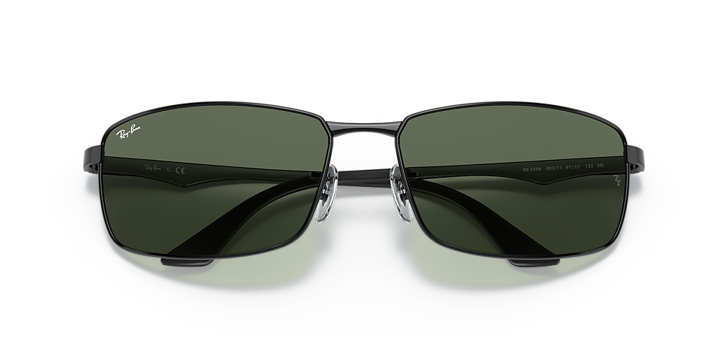 RAY-BAN RB3498 Black - Man Sunglasses, Green Lens