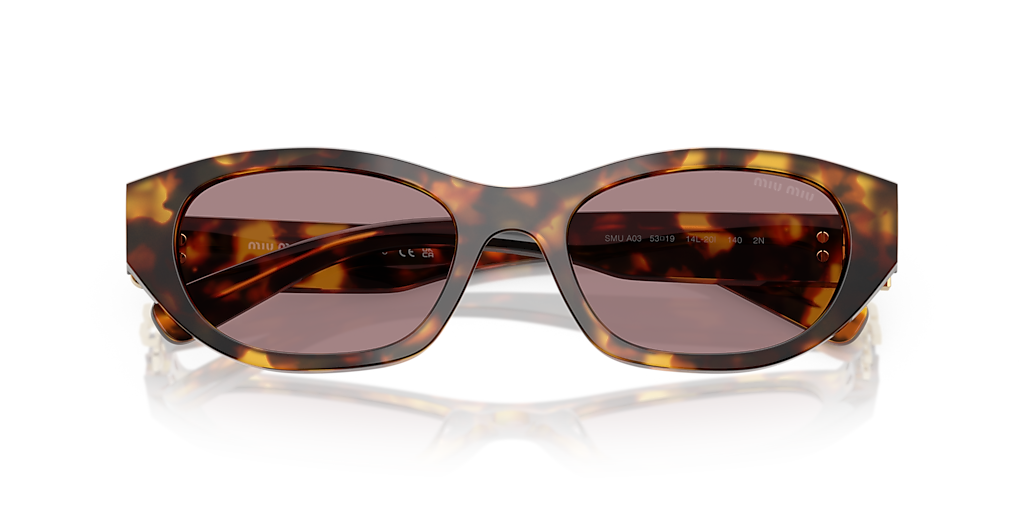 MIU MIU MU A03S Honey Havana - Women Luxury Sunglasses, Light Purple Brown Lens
