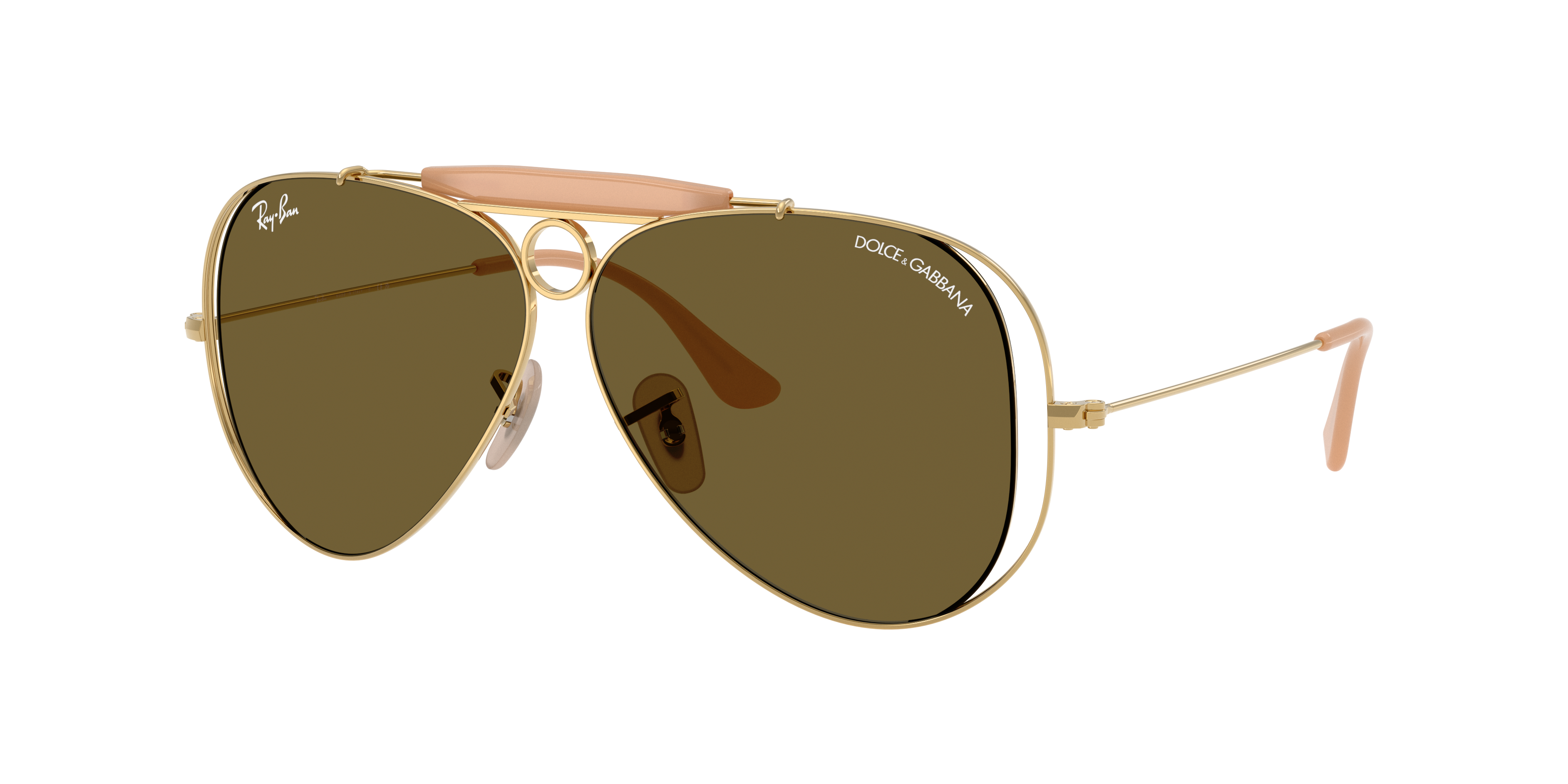 Ray-Ban Unisex Sunglass RB3138M The Shooter By Dolce&Gabbana -  Frame color: Arista Gold, Lens color: Dark Brown