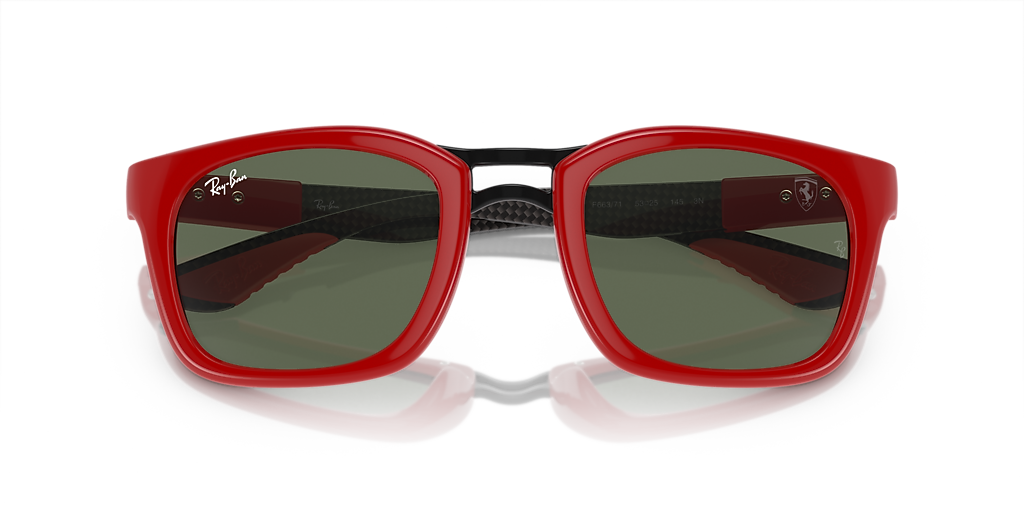 Ray-Ban Red Frame Sunglasses with Green Lenses Ray-Ban for Scuderia Ferrari RB3775M in silver and red metal  main image 2