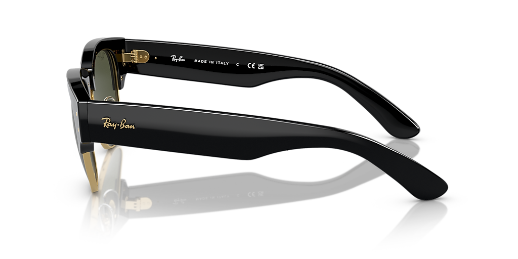 RAY-BAN RB0316S Mega Clubmaster Black On Gold - Sunglasses, G-15 Green Lens