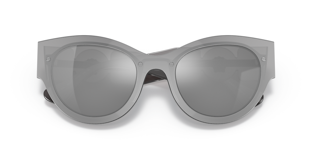 VERSACE VE2234 Transparent Grey Mirror Silver - Woman Luxury Sunglasses, Light Grey Mirror Silver Lens