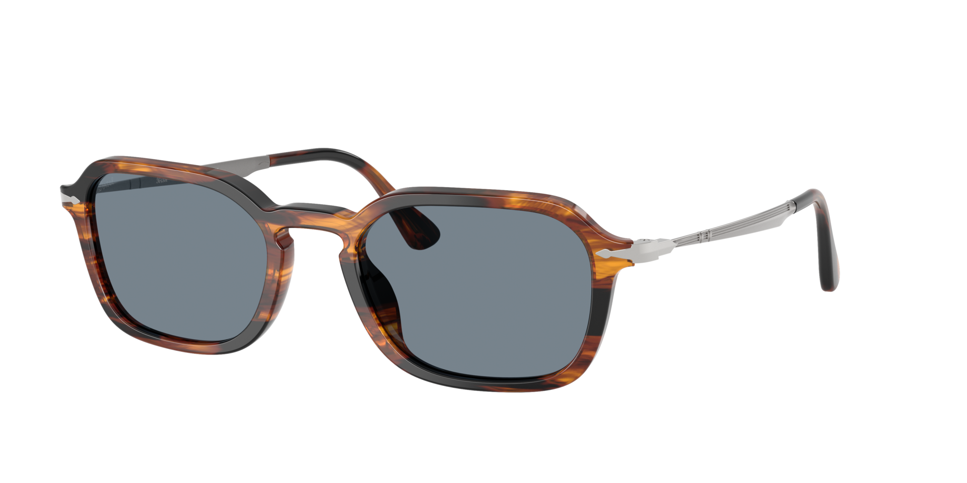 Persol Unisex Sunglass PO3381S -  Frame color: Striped Black & Brown, Lens color: Light Blue