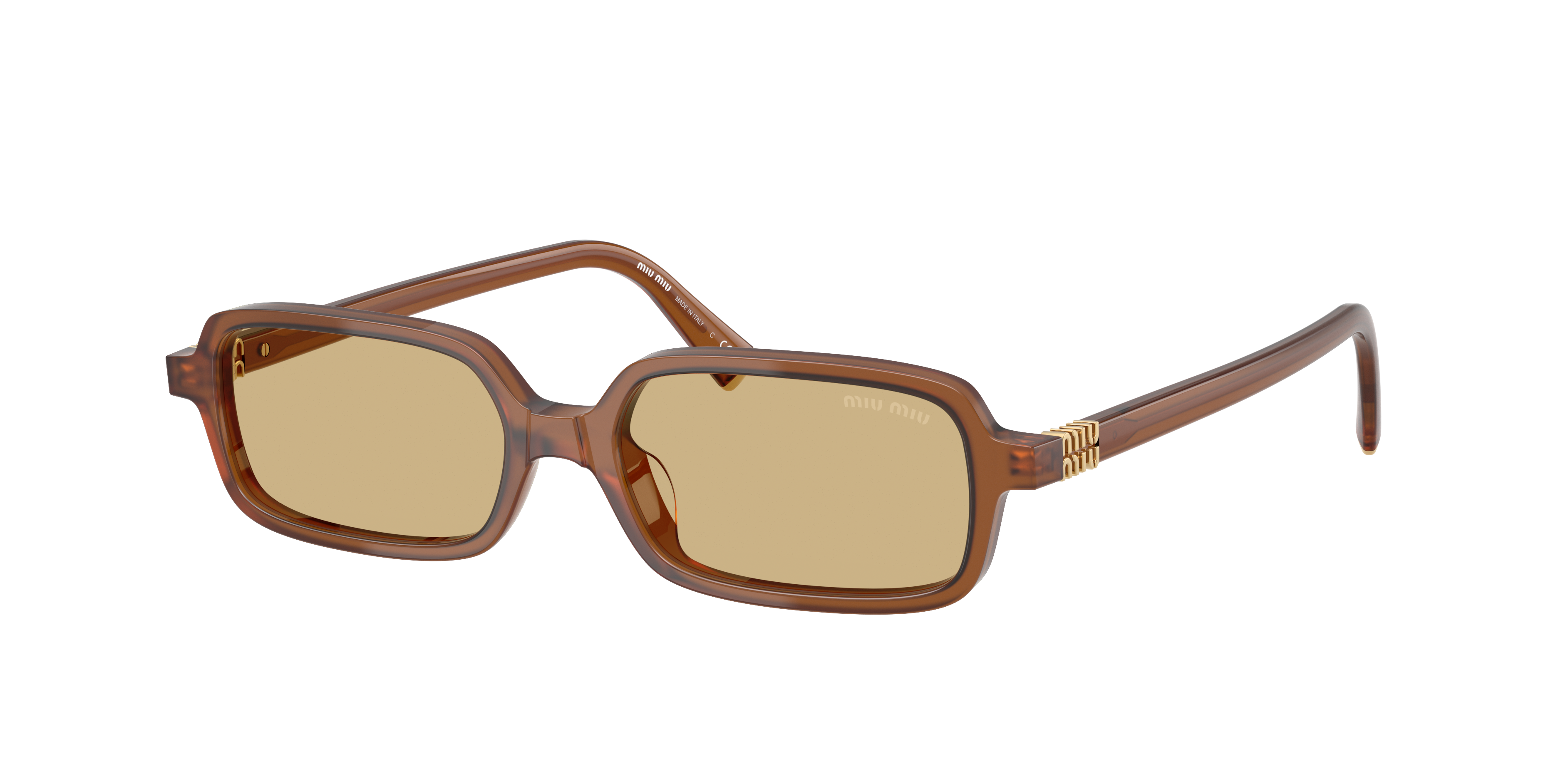 Miu Miu Woman Sunglass MU 11ZS -  Frame color: Opaline Amber, Lens color: Yellow