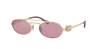Miu Miu MU 56ZS 56 Dark Grey & Pale Gold Sunglasses | Sunglass Hut 