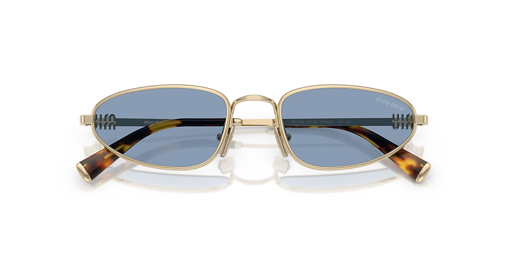 NEW Miu Miu MU A52S Metal Sunglasses in Gold Blue $548 Miu Miu MU A52S Gold Blue Metal Sunglasses – Designer Daydream main image 3