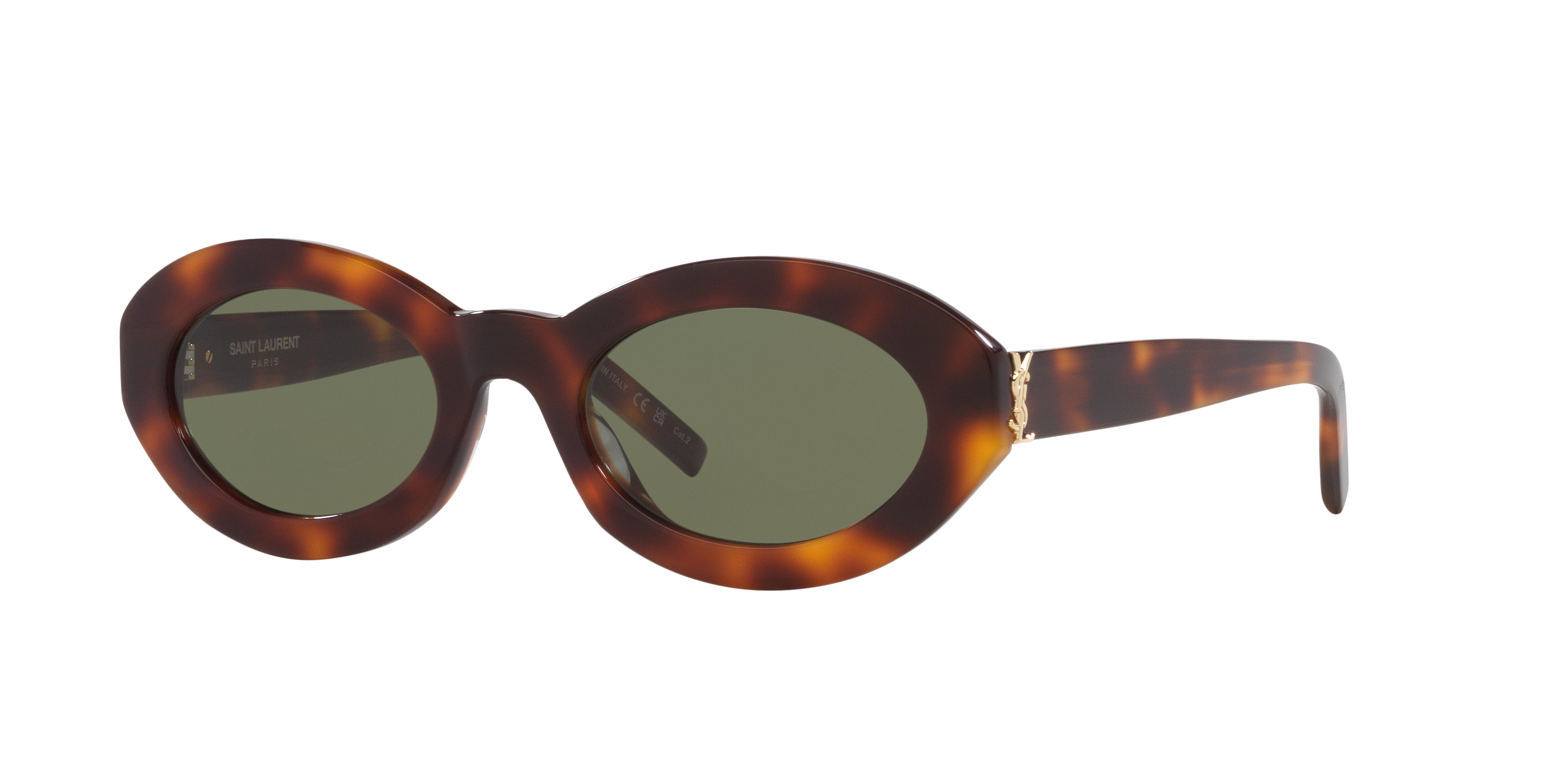 Saint Laurent SL M136 S (52 - 22) with Green lenses and Tortoise