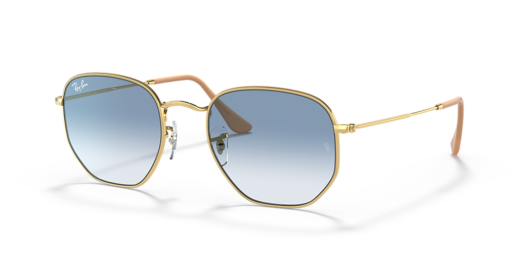 Ray-Ban Hexagonal M (51 - 21) with Blue lenses and Gold frame