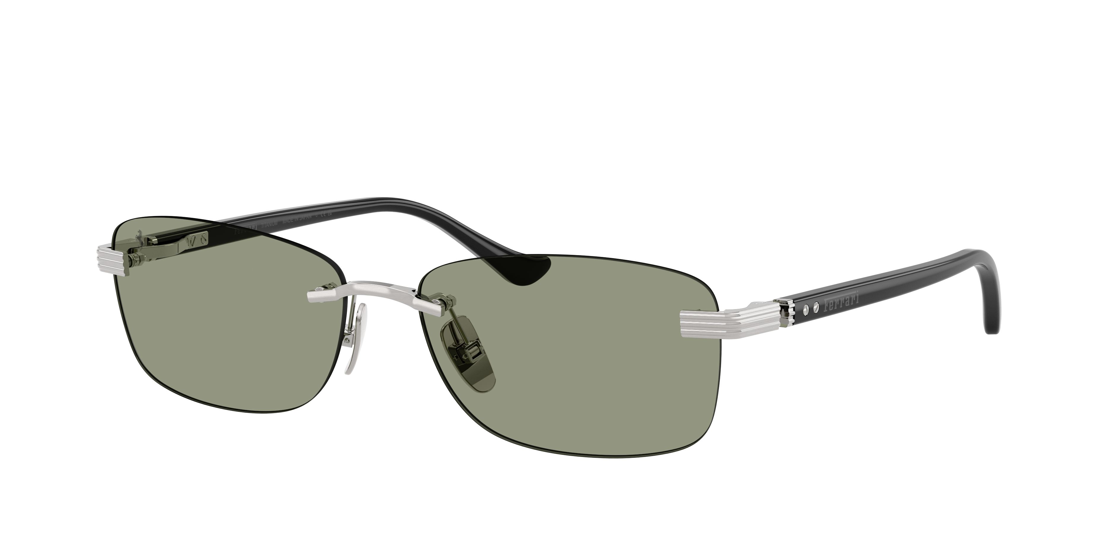 Ferrari Unisex Sunglass FH1029TD -  Frame color: Silver Brushed, Lens color: Green/Red