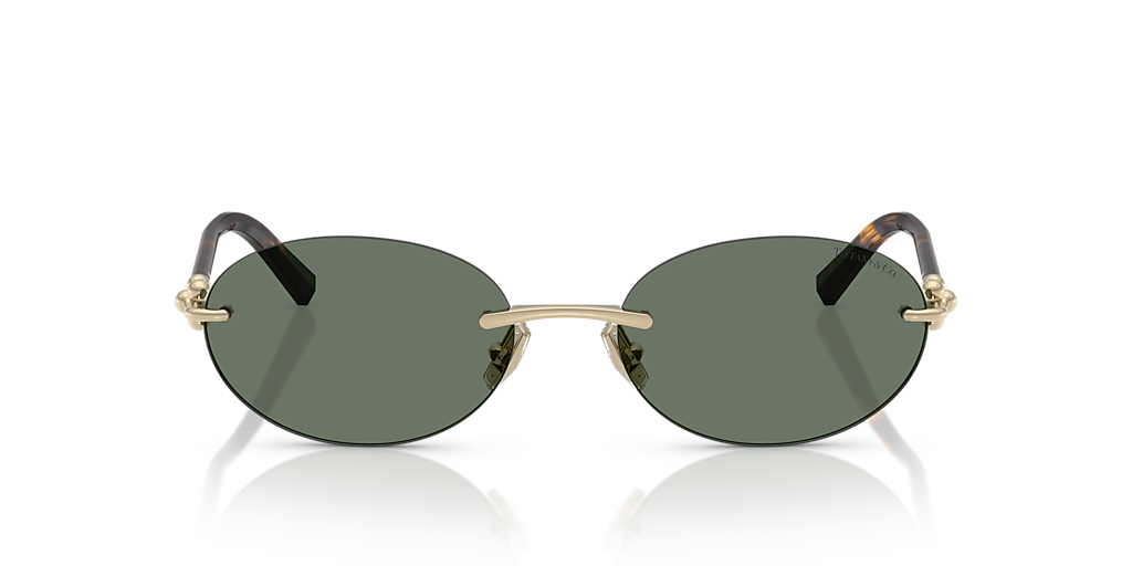 Tiffany & Co TF3104D ブラックラウンドサングラス Tiffany & Co. TF3104D L (56 - 18) with Green lenses and Gold frame