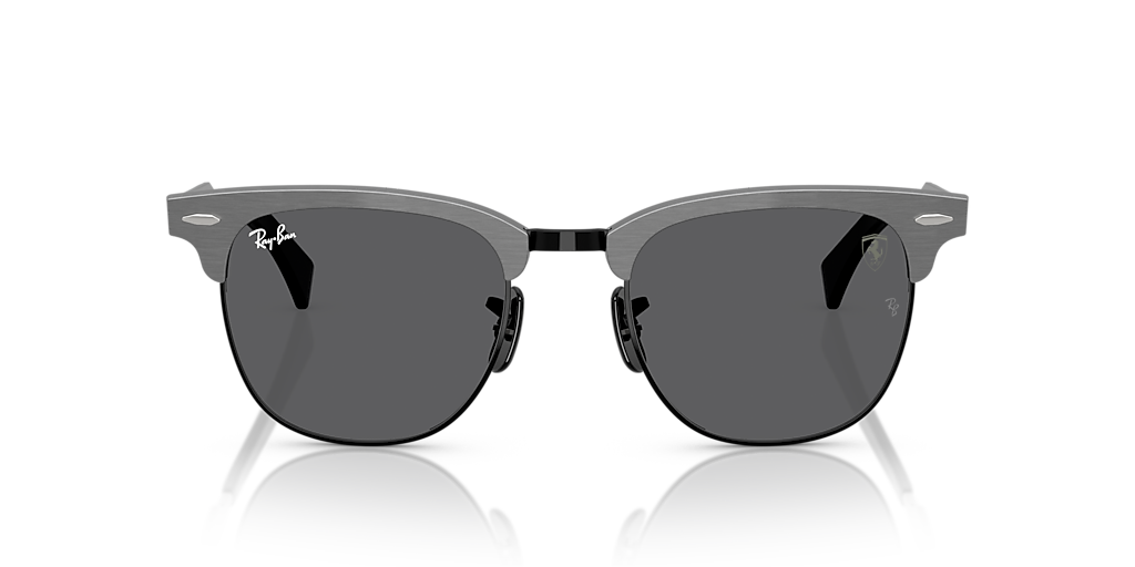 RAY-BAN RB3807M Scuderia Ferrari Collection Chromance Brushed Grey On Black - Unisex Sunglasses, Polarized Dark Grey Lens