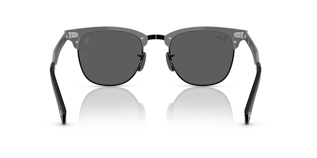 RAY-BAN RB3807M Scuderia Ferrari Collection Chromance Brushed Grey On Black - Unisex Sunglasses, Polarized Dark Grey Lens