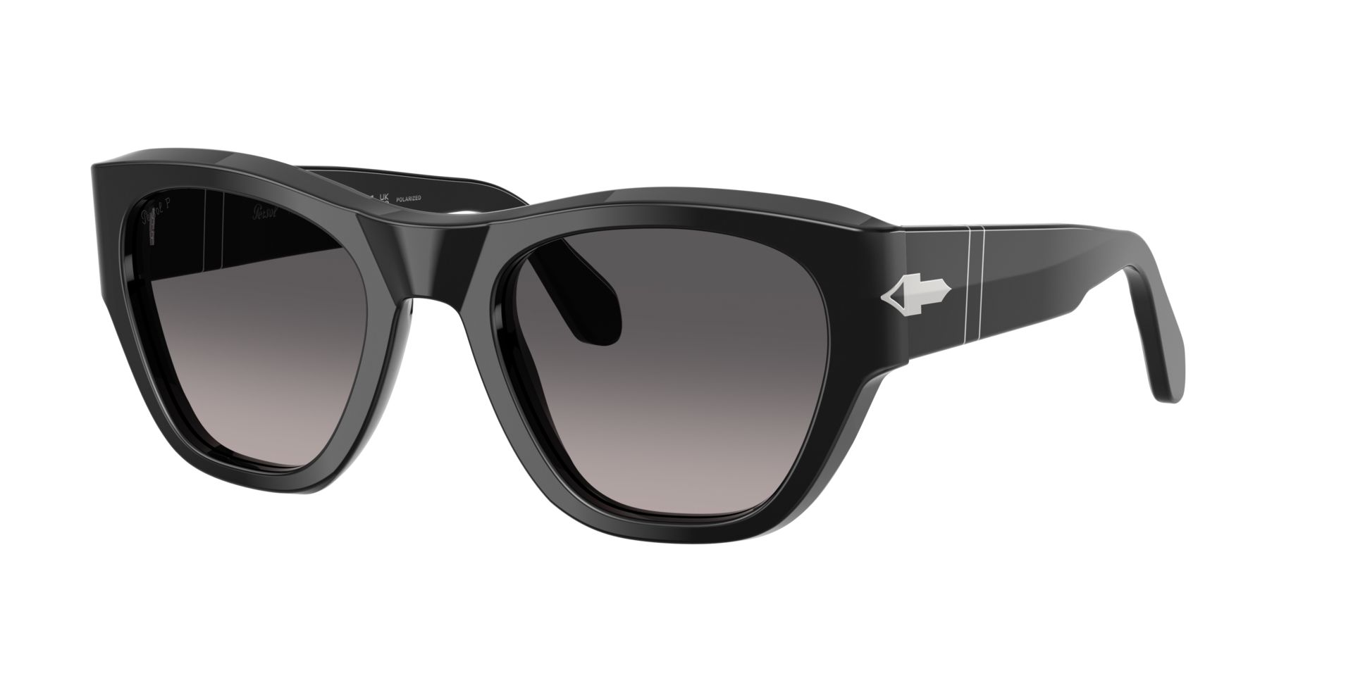 Persol Unisex Sunglass PO0054S - Frame color: Black, Lens color: Light Grey Gradient Dark Grey