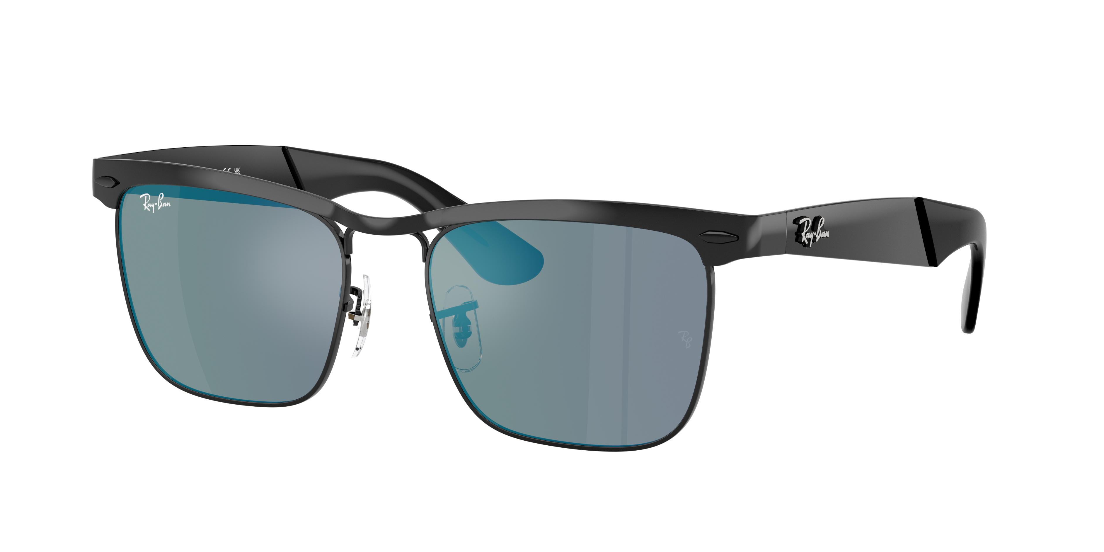 Ray-Ban Unisex Sunglass Wayfarer Deluxe -  Frame color: Black, Lens color: Blue