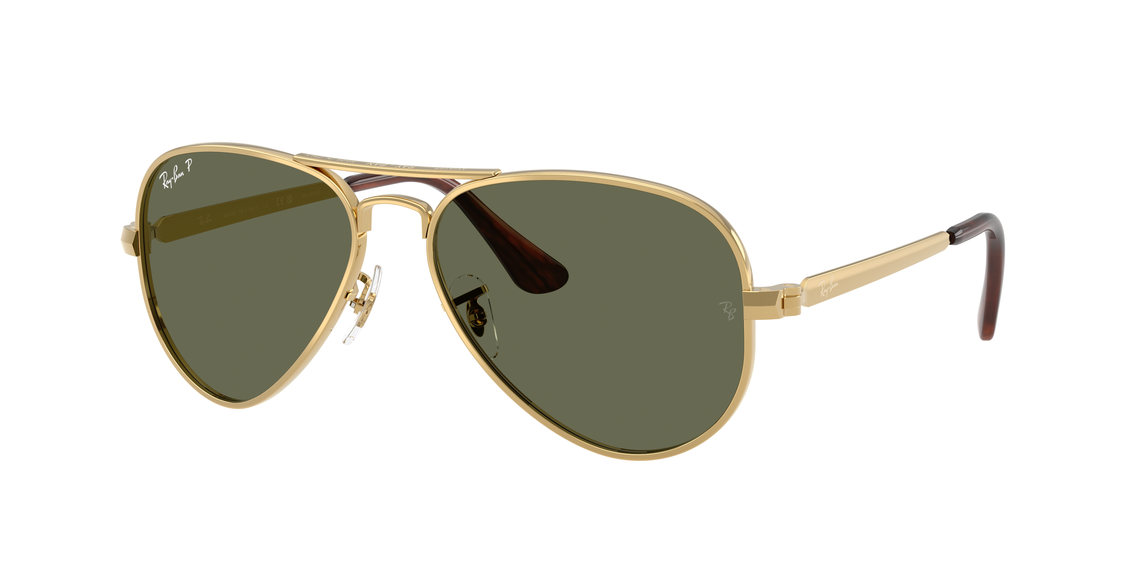 Ray-Ban Unisex Sunglass AVIATOR MAX -  Frame color: Arista Gold, Lens color: Green Polarized