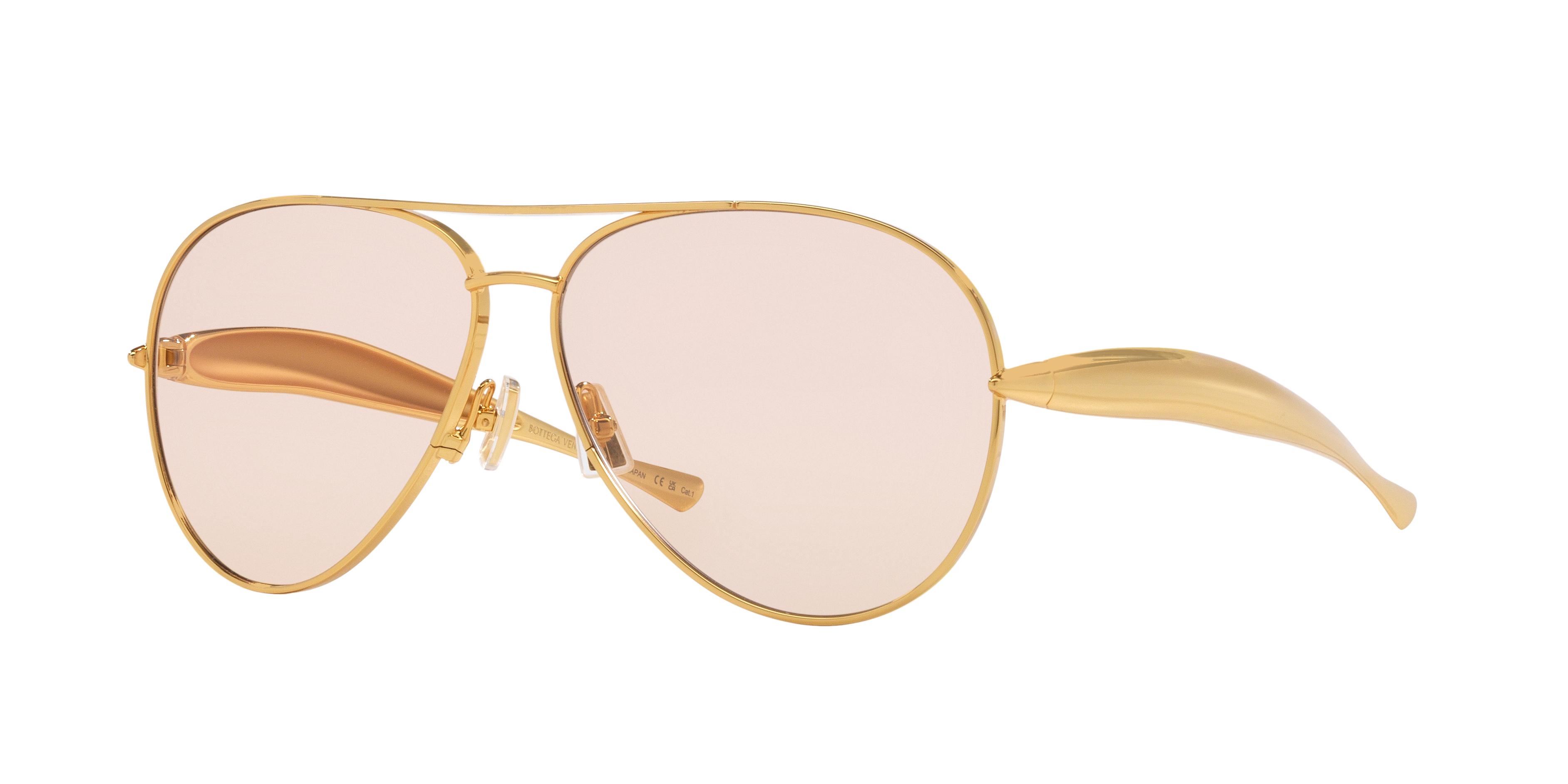 Bottega Veneta Sardine Aviator-style Gold-tone Sunglasses
