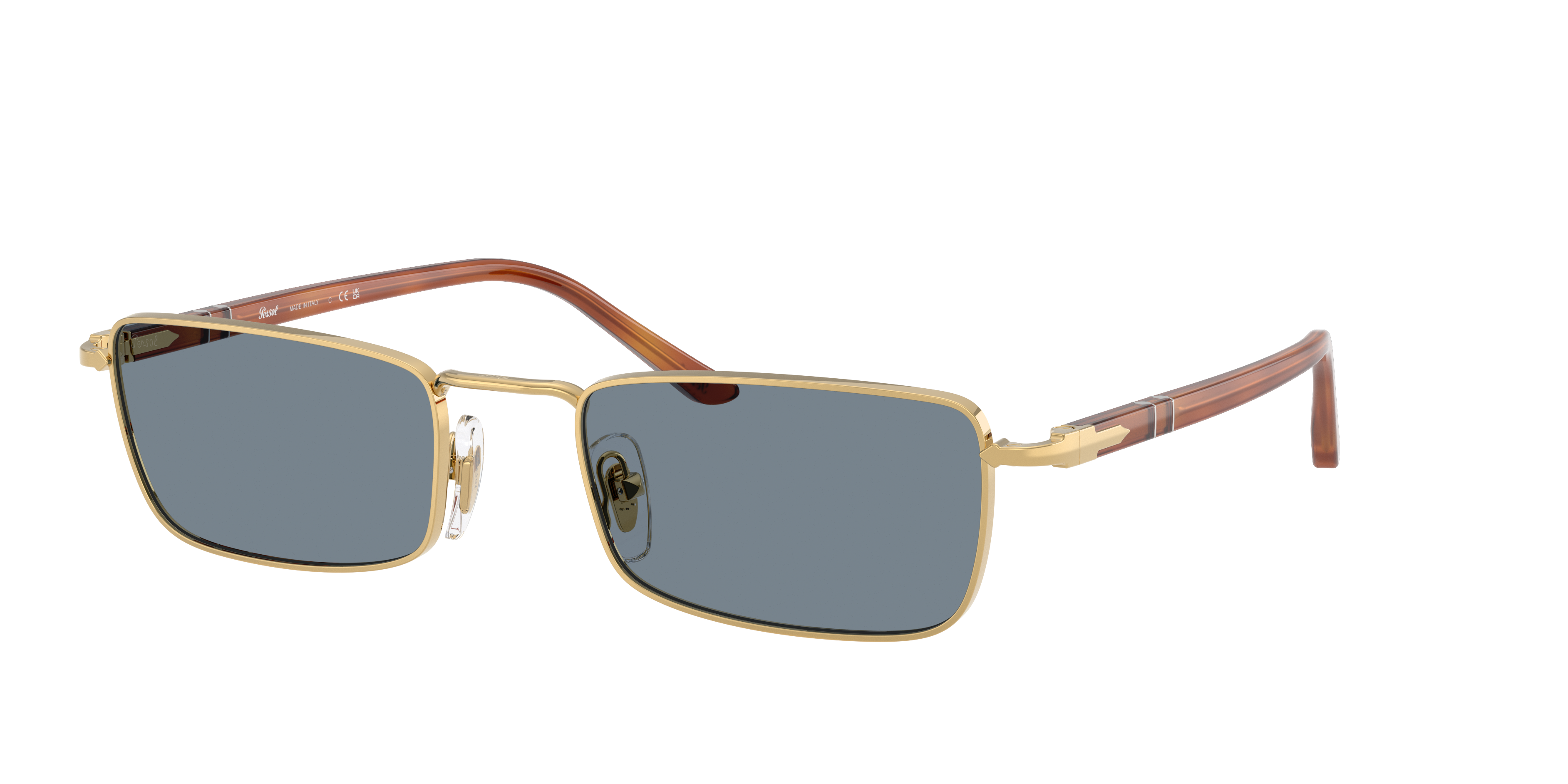 Persol Unisex Sunglass PO1025S -  Frame color: Gold, Lens color: Blue