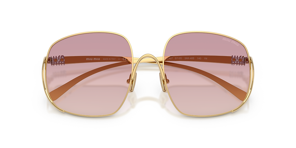 MIU MIU MU A57S Gold - Women Luxury Sunglasses, Brown Gradient Dark Violet Lens