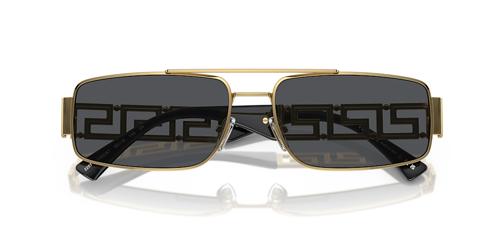 VERSACE VE2257 Gold - Men Luxury Sunglasses, Dark Grey Lens