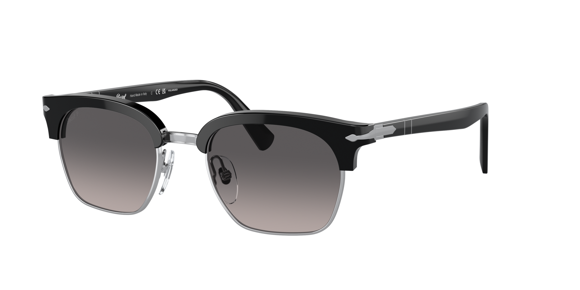 Persol Unisex Sunglass PO3199S -  Frame color: Black/Silver, Lens color: Polarized Grey Gradient