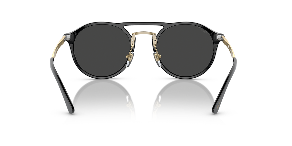 PERSOL PO3264S Black/Gold - Unisex Luxury Sunglasses, Black Polarized Lens