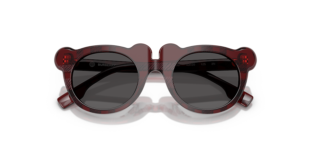 BURBERRY JB4355 Check Red - Unisex Luxury Sunglasses, Dark Grey Lens